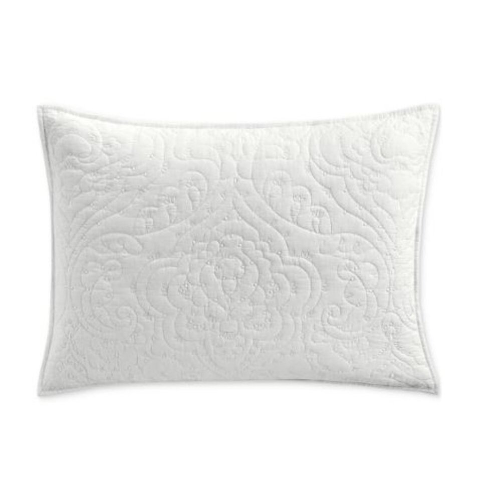 Charter Club Sculpted Paisley Embroidered Cotton Pillow Sham, King, NWT
